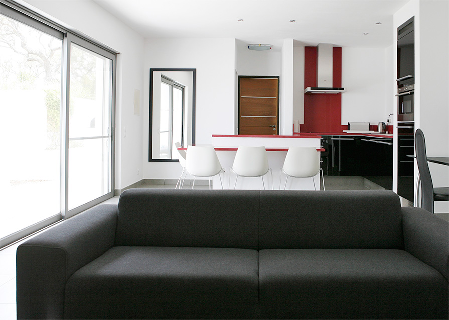 Living area access to bathroom and bedroom