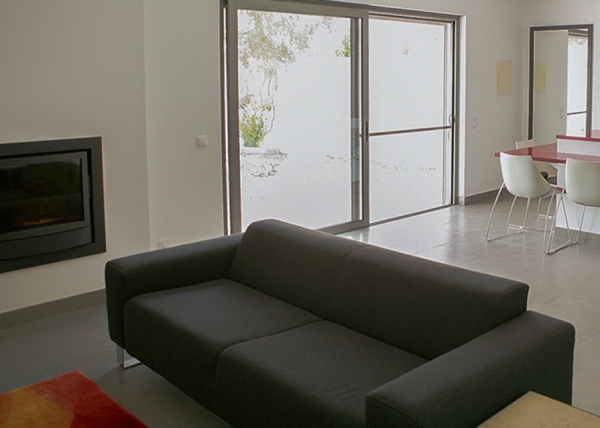 Apartment lounge with fire