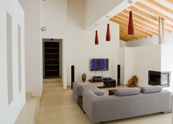 Lounge area with wood burning stove
