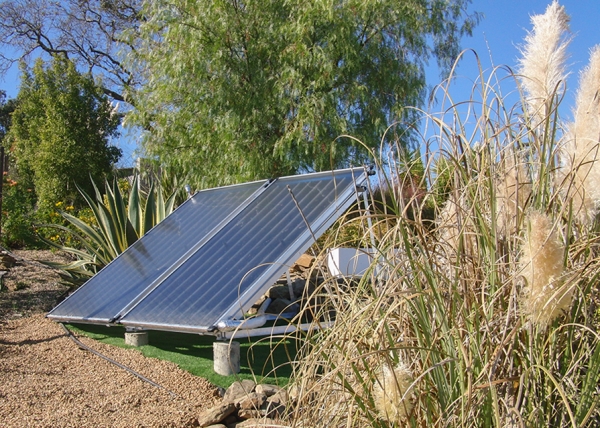 Solar panels for heating water.